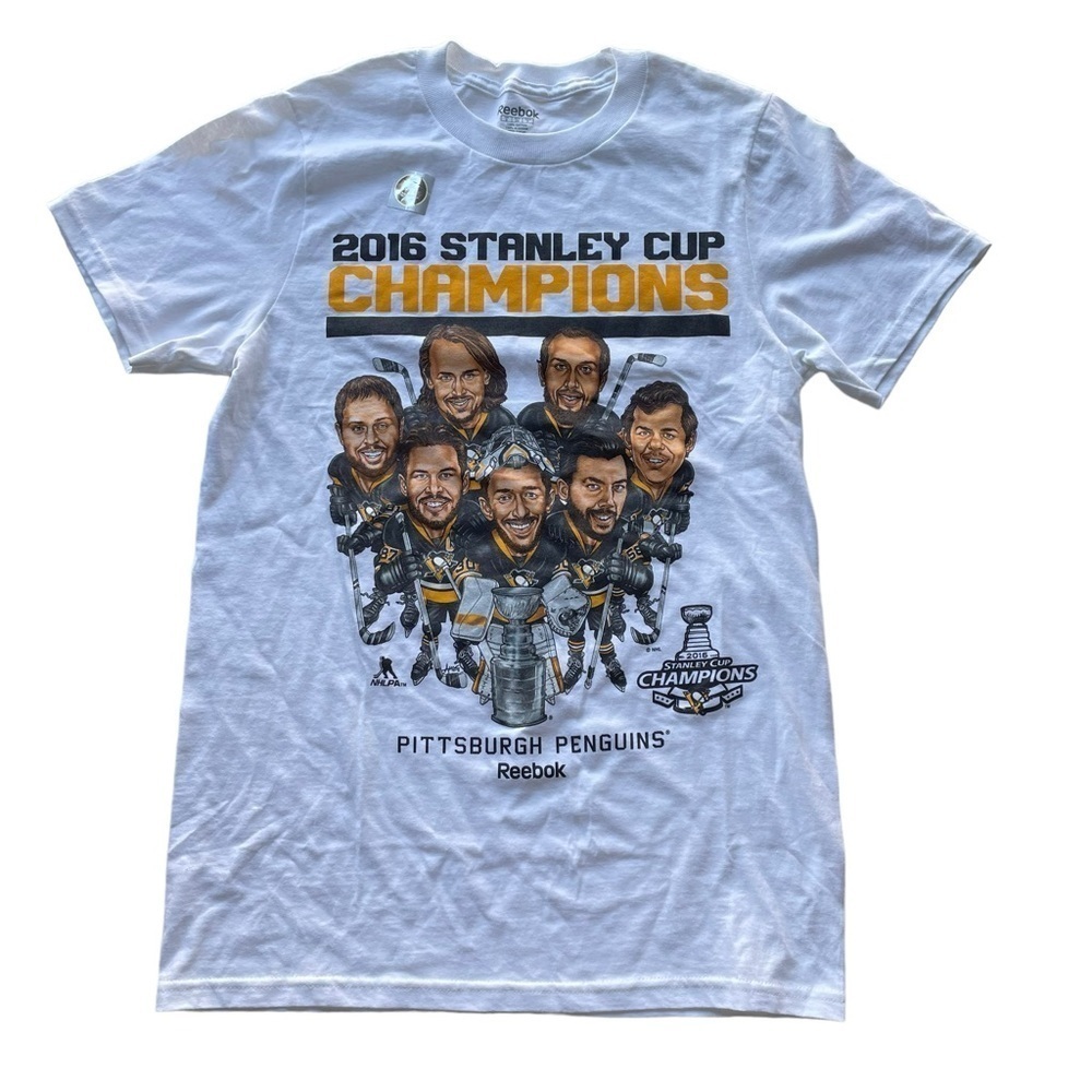 Reebok NHL 2016 Stanley Cup Champions Hockey White Size Small NWT Pittsburgh